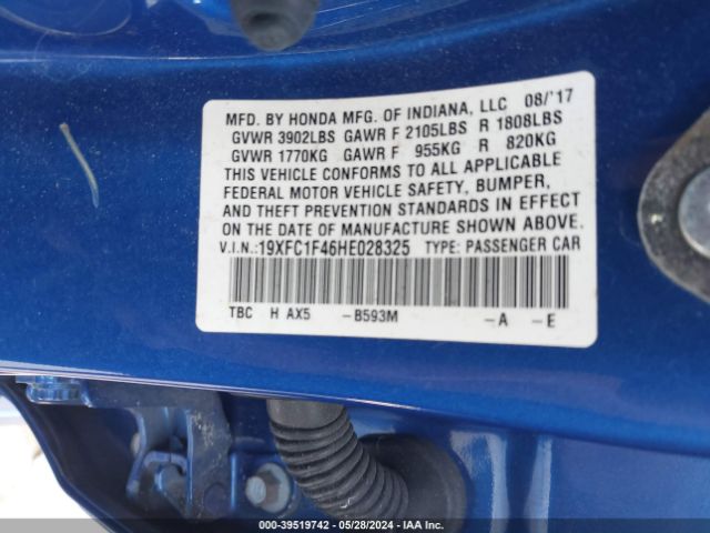 Photo 8 VIN: 19XFC1F46HE028325 - HONDA CIVIC 