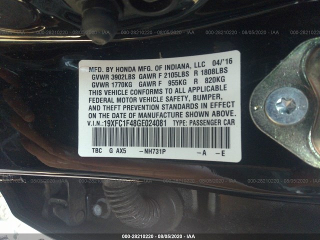 Photo 8 VIN: 19XFC1F48GE024081 - HONDA CIVIC SEDAN 