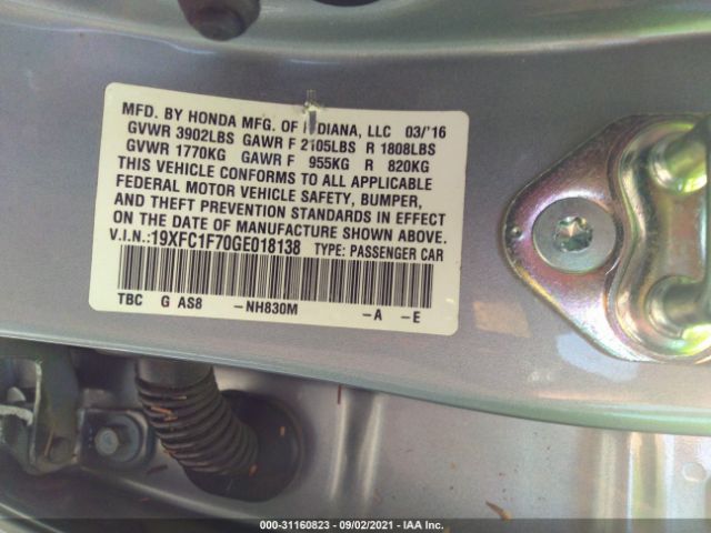 Photo 8 VIN: 19XFC1F70GE018138 - HONDA CIVIC SEDAN 