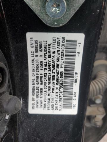 Photo 11 VIN: 19XFC1F70GE034985 - HONDA CIVIC EXL 