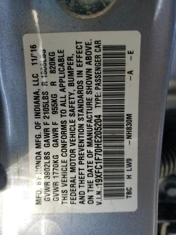 Photo 11 VIN: 19XFC1F70HE205204 - HONDA CIVIC EXL 