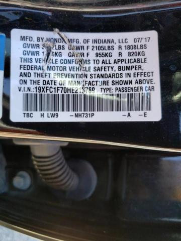 Photo 9 VIN: 19XFC1F70HE213769 - HONDA CIVIC EXL 