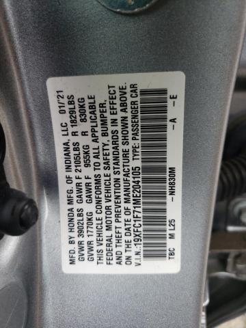 Photo 12 VIN: 19XFC1F71ME204105 - HONDA CIVIC EXL 