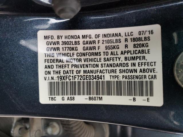 Photo 11 VIN: 19XFC1F72GE034941 - HONDA CIVIC 