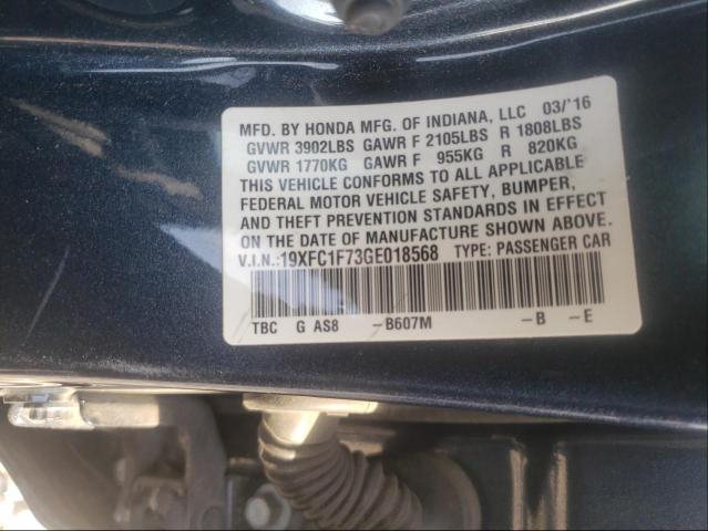 Photo 9 VIN: 19XFC1F73GE018568 - HONDA CIVIC EXL 