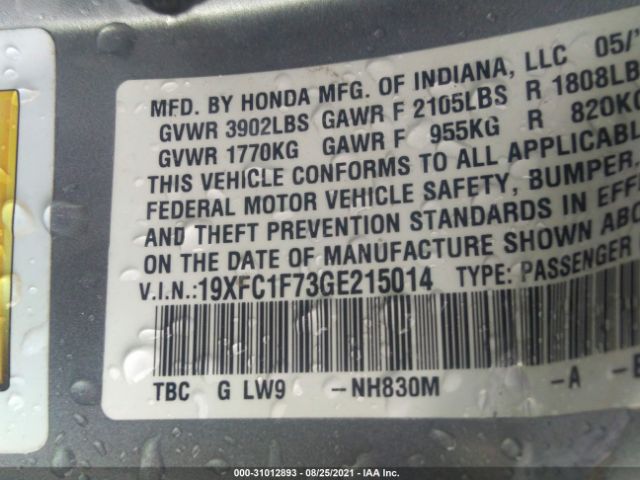 Photo 8 VIN: 19XFC1F73GE215014 - HONDA CIVIC SEDAN 