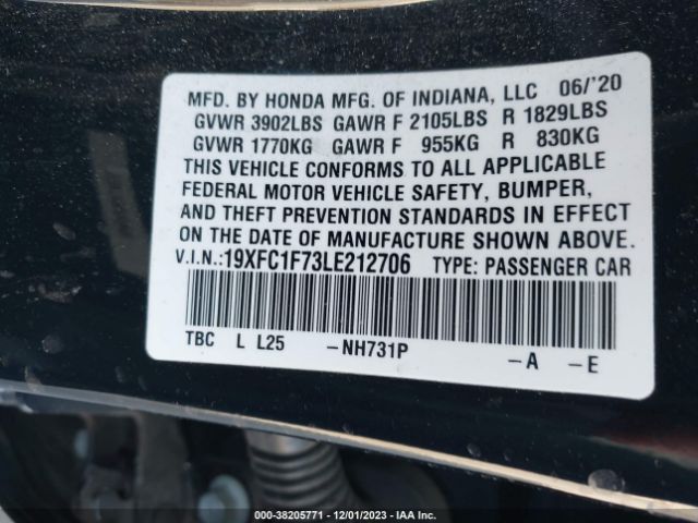 Photo 8 VIN: 19XFC1F73LE212706 - HONDA CIVIC 