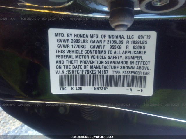 Photo 8 VIN: 19XFC1F76KE214187 - HONDA CIVIC SEDAN 