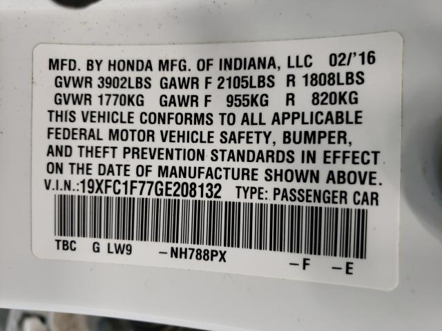 Photo 9 VIN: 19XFC1F77GE208132 - HONDA CIVIC EXL 