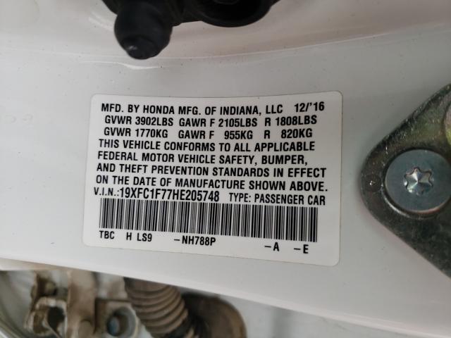 Photo 9 VIN: 19XFC1F77HE205748 - HONDA CIVIC EXL 