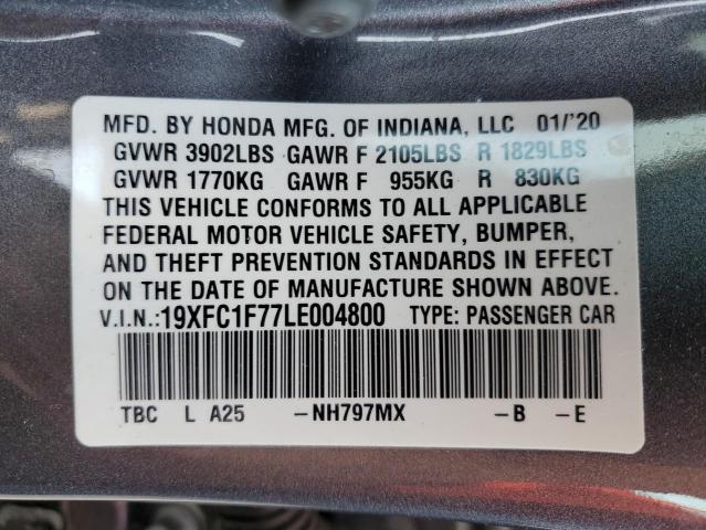 Photo 9 VIN: 19XFC1F77LE004800 - HONDA CIVIC EXL 