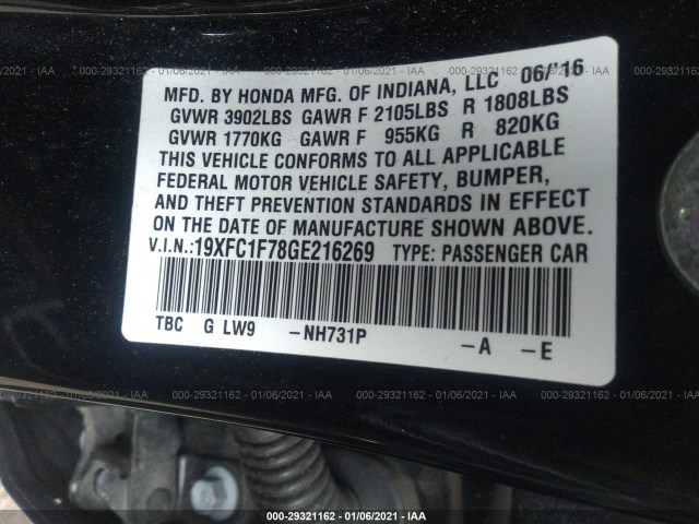 Photo 8 VIN: 19XFC1F78GE216269 - HONDA CIVIC SEDAN 