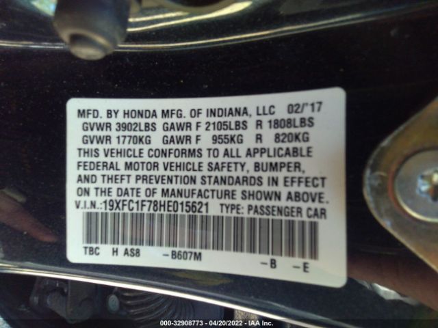 Photo 8 VIN: 19XFC1F78HE015621 - HONDA CIVIC SEDAN 