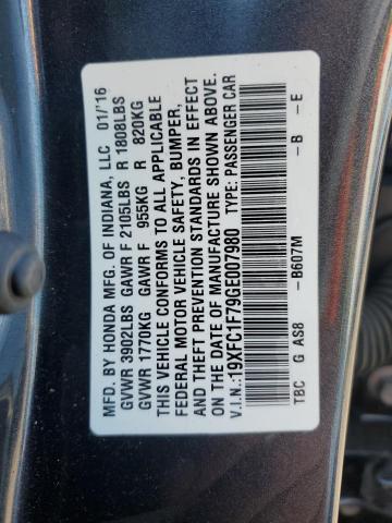 Photo 11 VIN: 19XFC1F79GE007980 - HONDA CIVIC EXL 