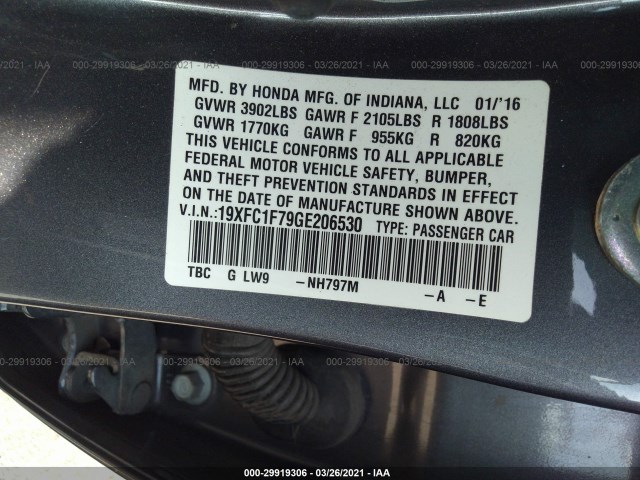 Photo 8 VIN: 19XFC1F79GE206530 - HONDA CIVIC SEDAN 