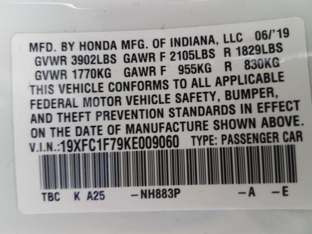 Photo 9 VIN: 19XFC1F79KE009060 - HONDA CIVIC EXL 