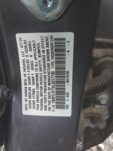 Photo 11 VIN: 19XFC1F7XLE017735 - HONDA CIVIC EXL 