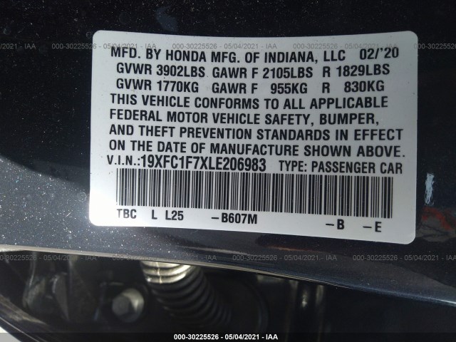 Photo 8 VIN: 19XFC1F7XLE206983 - HONDA CIVIC SEDAN 