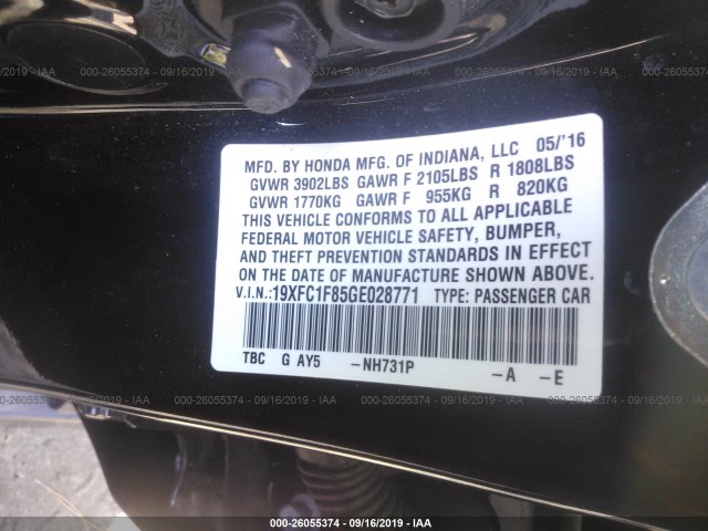 Photo 8 VIN: 19XFC1F85GE028771 - HONDA CIVIC SEDAN 