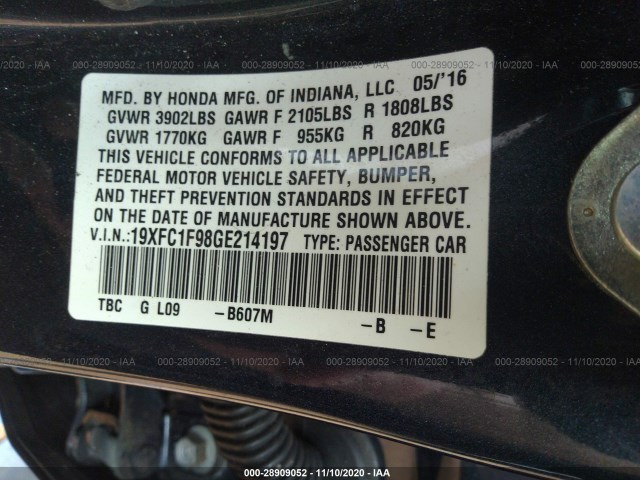 Photo 8 VIN: 19XFC1F98GE214197 - HONDA CIVIC SEDAN 