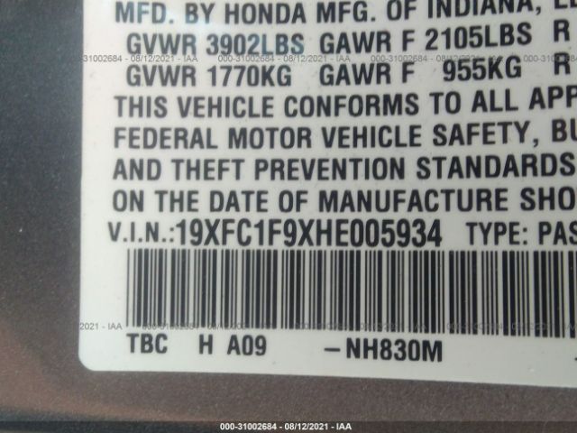 Photo 8 VIN: 19XFC1F9XHE005934 - HONDA CIVIC SEDAN 