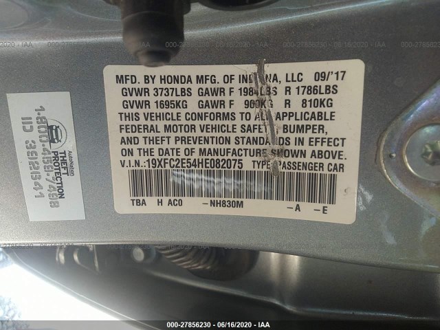 Photo 8 VIN: 19XFC2E54HE082075 - HONDA CIVIC SEDAN 