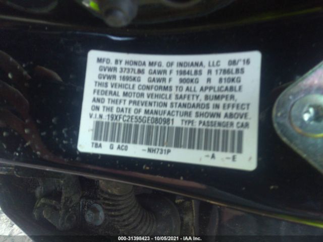 Photo 8 VIN: 19XFC2E55GE080981 - HONDA CIVIC SEDAN 