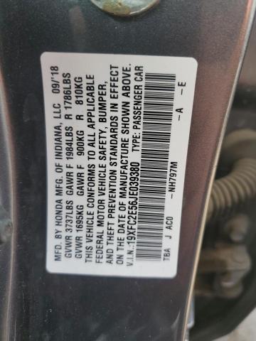 Photo 11 VIN: 19XFC2E56JE039380 - HONDA CIVIC 