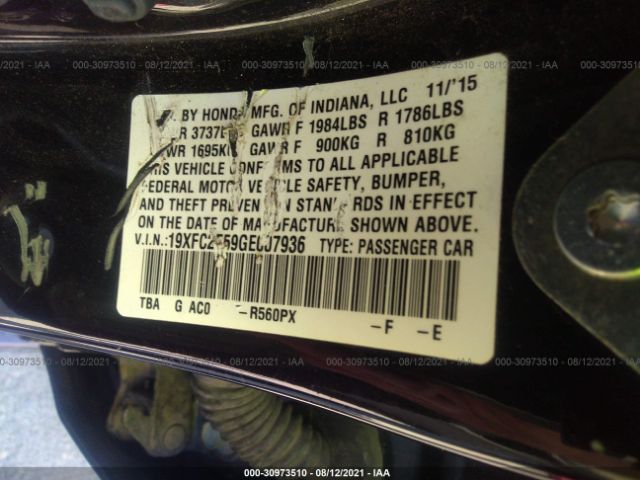 Photo 8 VIN: 19XFC2E59GE007936 - HONDA CIVIC SEDAN 