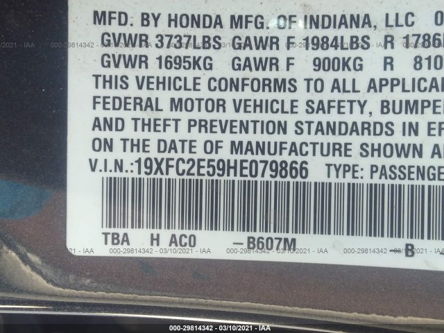 Photo 8 VIN: 19XFC2E59HE079866 - HONDA CIVIC SEDAN 