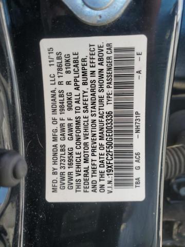 Photo 11 VIN: 19XFC2F50GE003336 - HONDA CIVIC 