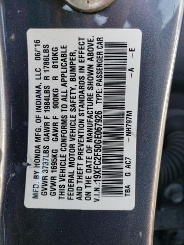 Photo 11 VIN: 19XFC2F50GE067926 - HONDA CIVIC 