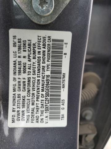 Photo 11 VIN: 19XFC2F50GE094916 - HONDA CIVIC 