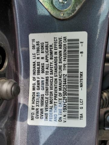 Photo 11 VIN: 19XFC2F50GE244412 - HONDA CIVIC LX 