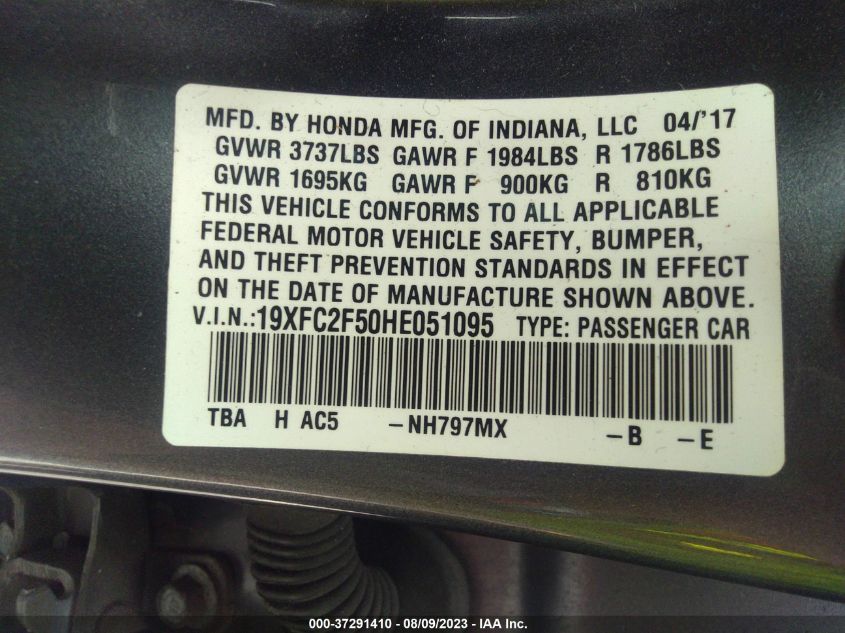 Photo 8 VIN: 19XFC2F50HE051095 - HONDA CIVIC 