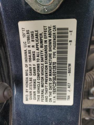 Photo 11 VIN: 19XFC2F50JE012870 - HONDA CIVIC LX 