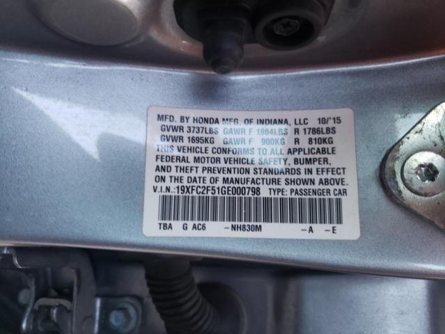 Photo 9 VIN: 19XFC2F51GE000798 - HONDA CIVIC LX 