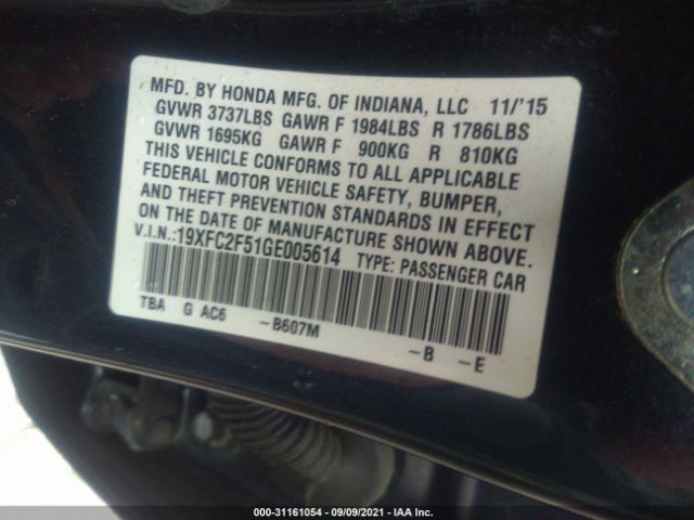 Photo 8 VIN: 19XFC2F51GE005614 - HONDA CIVIC SEDAN 