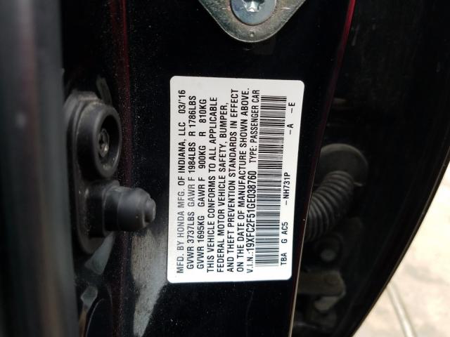 Photo 9 VIN: 19XFC2F51GE038760 - HONDA CIVIC LX 