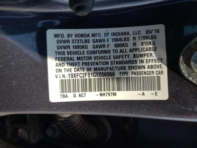 Photo 9 VIN: 19XFC2F51GE056966 - HONDA CIVIC LX 