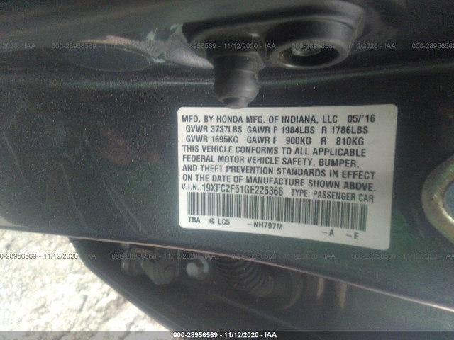 Photo 8 VIN: 19XFC2F51GE225366 - HONDA CIVIC SEDAN 