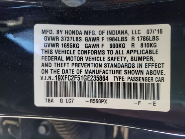 Photo 9 VIN: 19XFC2F51GE235864 - HONDA CIVIC 