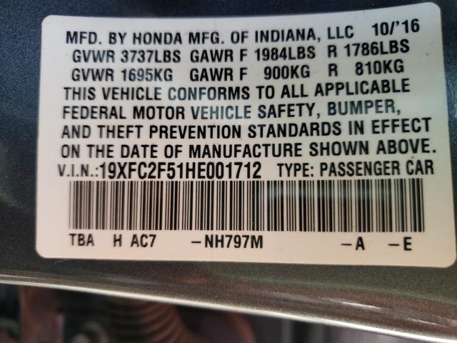 Photo 9 VIN: 19XFC2F51HE001712 - HONDA CIVIC SEDAN 