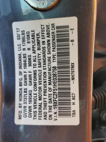 Photo 11 VIN: 19XFC2F51HE038758 - HONDA CIVIC LX 