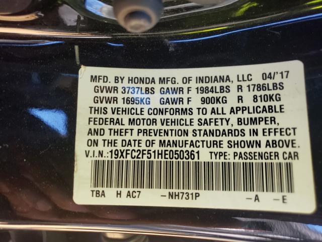 Photo 9 VIN: 19XFC2F51HE050361 - HONDA CIVIC LX 