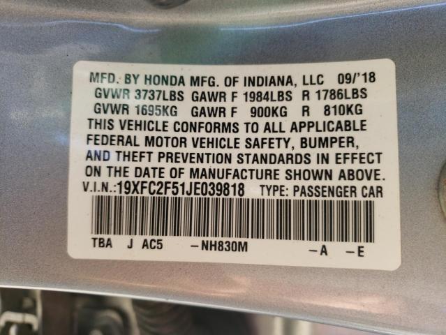 Photo 9 VIN: 19XFC2F51JE039818 - HONDA CIVIC LX 