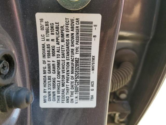 Photo 11 VIN: 19XFC2F52GE028982 - HONDA CIVIC LX 