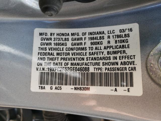 Photo 9 VIN: 19XFC2F52GE046088 - HONDA CIVIC LX 