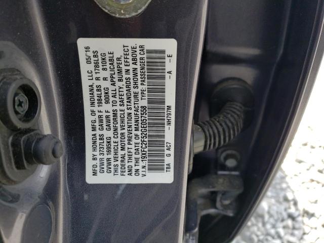 Photo 11 VIN: 19XFC2F52GE057558 - HONDA CIVIC LX 