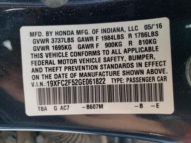 Photo 9 VIN: 19XFC2F52GE061822 - HONDA CIVIC SEDAN 